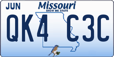 MO license plate QK4C3C