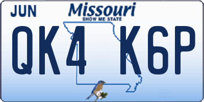 MO license plate QK4K6P