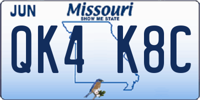 MO license plate QK4K8C