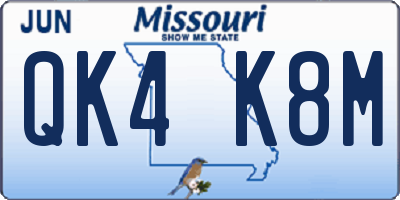 MO license plate QK4K8M