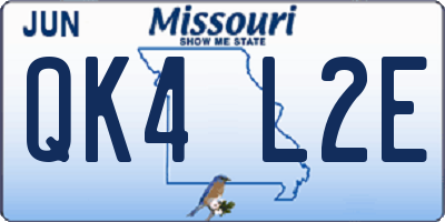 MO license plate QK4L2E