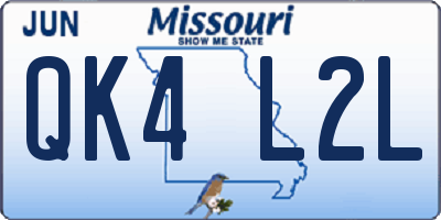 MO license plate QK4L2L