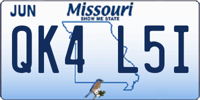 MO license plate QK4L5I