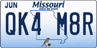 MO license plate QK4M8R