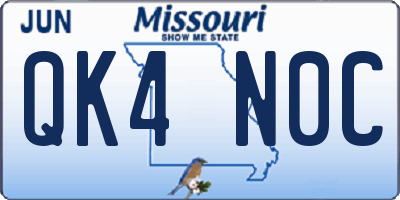 MO license plate QK4N0C