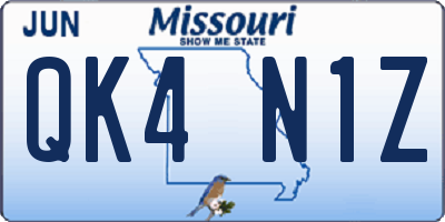 MO license plate QK4N1Z