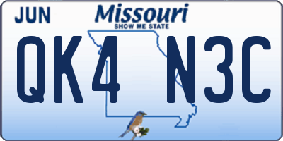 MO license plate QK4N3C