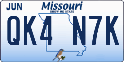 MO license plate QK4N7K