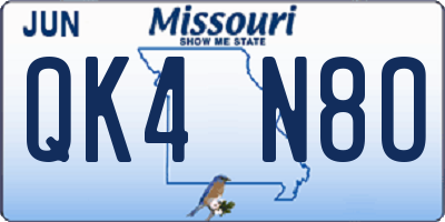 MO license plate QK4N8O