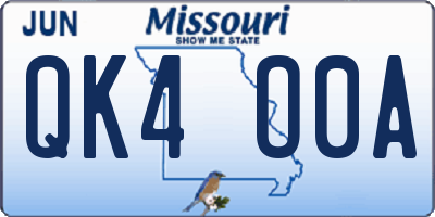 MO license plate QK4O0A
