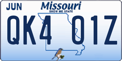 MO license plate QK4O1Z