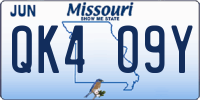MO license plate QK4O9Y