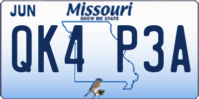 MO license plate QK4P3A