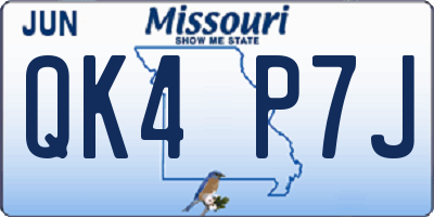 MO license plate QK4P7J