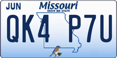 MO license plate QK4P7U