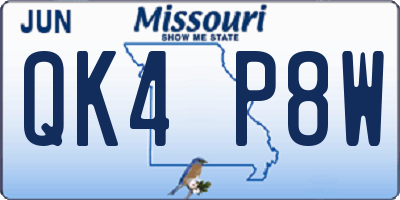 MO license plate QK4P8W