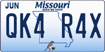 MO license plate QK4R4X