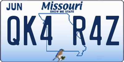 MO license plate QK4R4Z