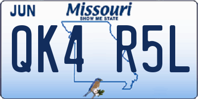 MO license plate QK4R5L