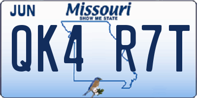 MO license plate QK4R7T