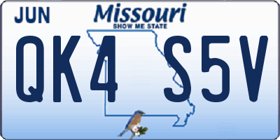 MO license plate QK4S5V