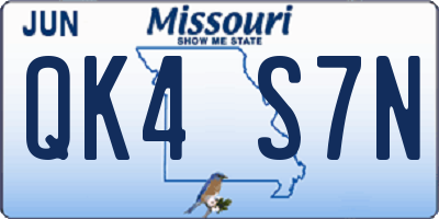MO license plate QK4S7N