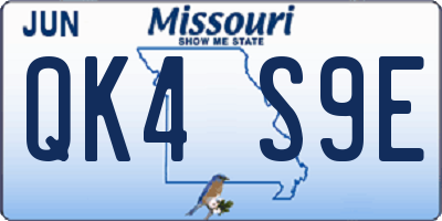 MO license plate QK4S9E