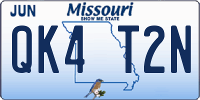 MO license plate QK4T2N