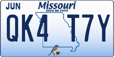 MO license plate QK4T7Y