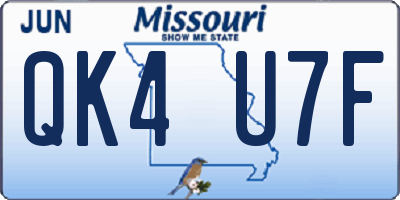 MO license plate QK4U7F