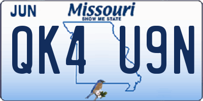 MO license plate QK4U9N