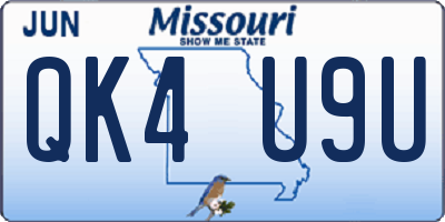 MO license plate QK4U9U