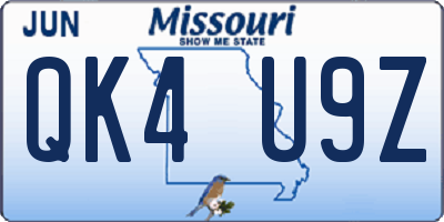 MO license plate QK4U9Z