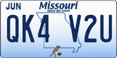 MO license plate QK4V2U