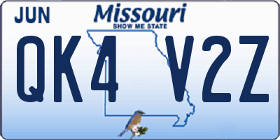 MO license plate QK4V2Z