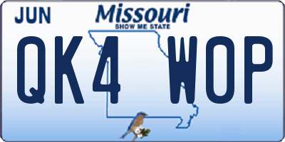 MO license plate QK4W0P