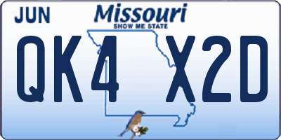 MO license plate QK4X2D