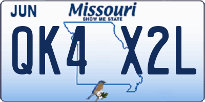 MO license plate QK4X2L