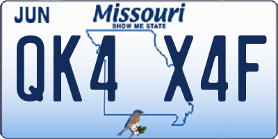 MO license plate QK4X4F