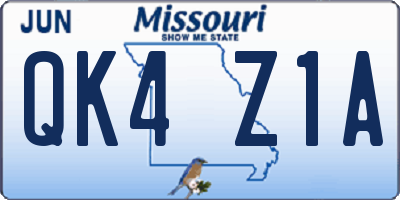 MO license plate QK4Z1A