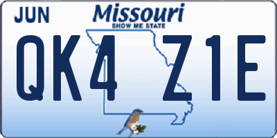 MO license plate QK4Z1E