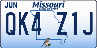 MO license plate QK4Z1J