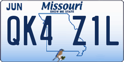 MO license plate QK4Z1L