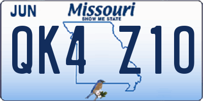 MO license plate QK4Z1O
