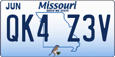 MO license plate QK4Z3V