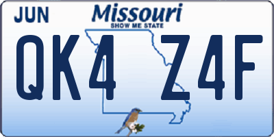 MO license plate QK4Z4F
