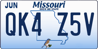 MO license plate QK4Z5V