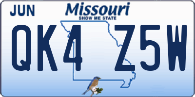 MO license plate QK4Z5W