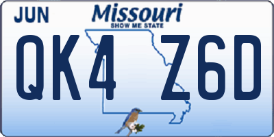 MO license plate QK4Z6D
