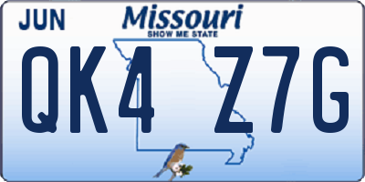 MO license plate QK4Z7G
